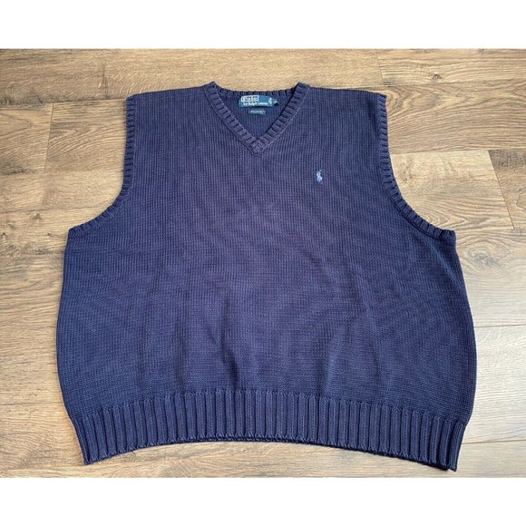 Polo Ralph Lauren Other - EUC Mens Polo Ralph Lauren Knit V Neck sweater vest vintage blue cotton size XL